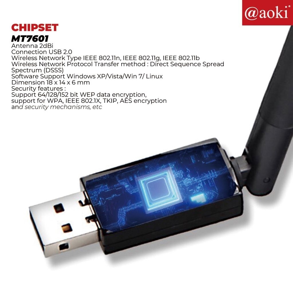 AOKI DONGLE WIFI MT7601 COCOK SMUA STB/PC/LAPTOP