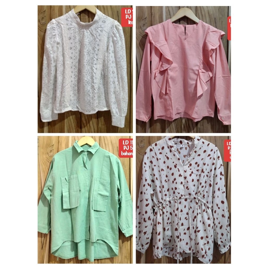 ATASAN KEMEJA PRELOVED // BLOUSE SIFON MOTIF // OUTER PRELOVED // ATASAN BROKAT TILE