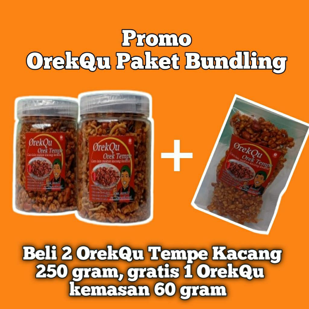 

Promo paket Bundling beli 2 kemasan 250 gram bonus 1 kemasan pouch 60 gram OrekQu