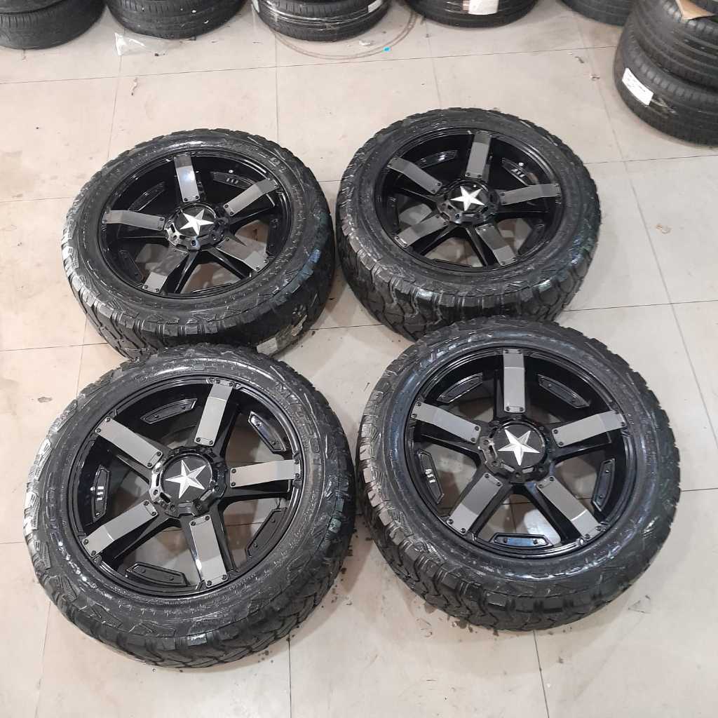 Velg Mobil Bekas Racing Hsr Rasta ring 20 x9 Et30 Pcd 6x139,7 Ban M/T 275/45 R20