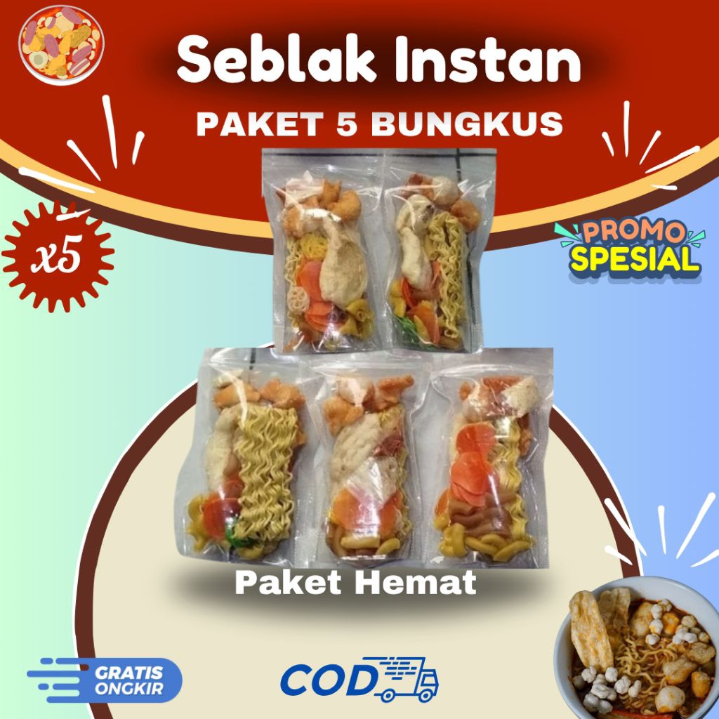 

Paket Hemat 5pcs/bks Seblak Instan Siap Saji (Paket 5 Bungkus) Khas Bandung
