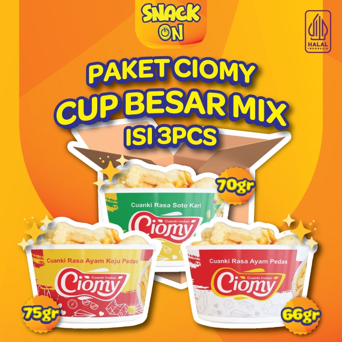 

Paket Ciomy Cuanki Cup Besar Mix isi 3 Ciomy Ayam Keju Kari Pedas Cup Besar