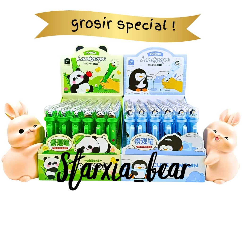 

BOLPEN/BOLPOIN/PULPEN/PEN LANDSCAPE PENGUIN KUKI 0,5 MM KUALITAS PREMIUM GROSIR 1 BOX 48 PCS | KUKI