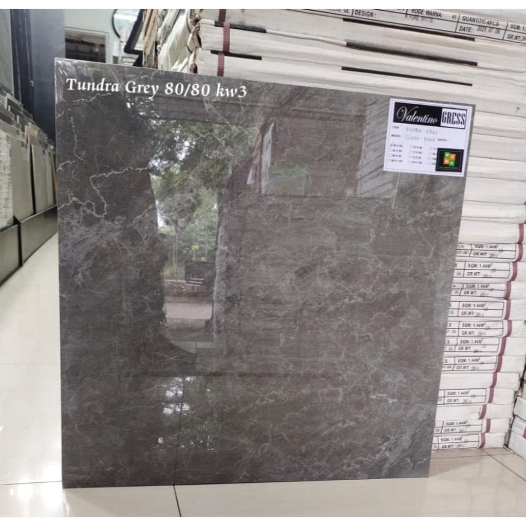 granit lantai 80x80 tundra grey kW 3 glossy kilap