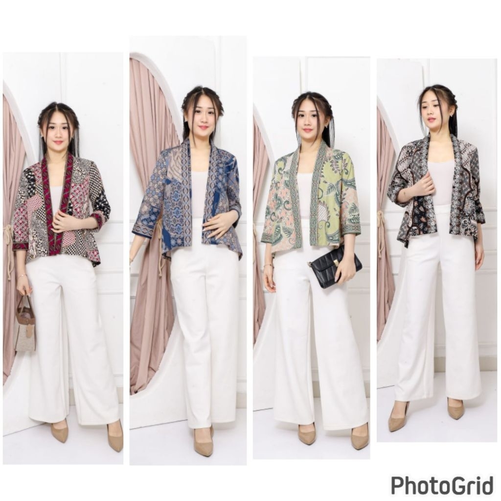 BLAZER OUTER ROMPI BATIK WANITA MODERN BATIK KERJA LENGAN PANJANG 3/4  BA-37