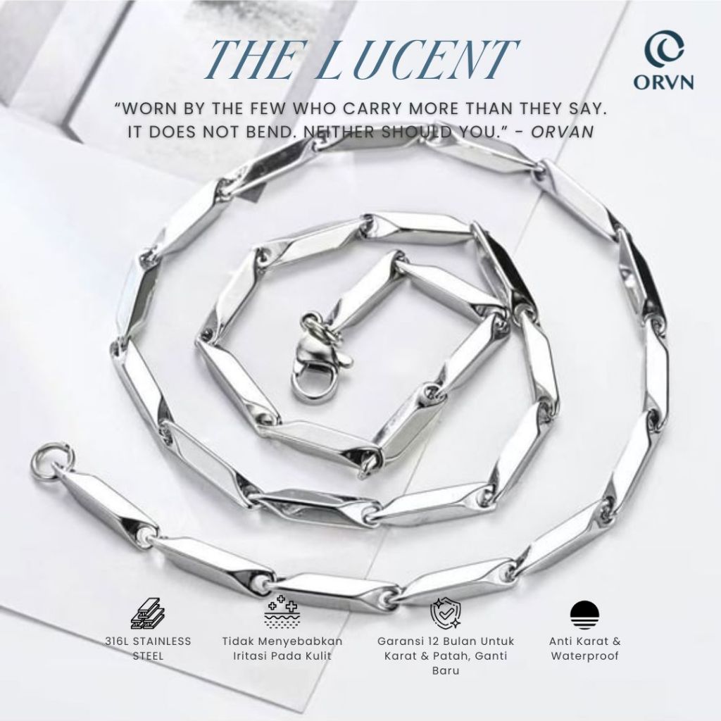 ORVAN - THE LUCENT - [Beli 3 Gratis 1] Kalung Unisex Pria Wanita Cowok Minimalis Silver 60cm | Kalun