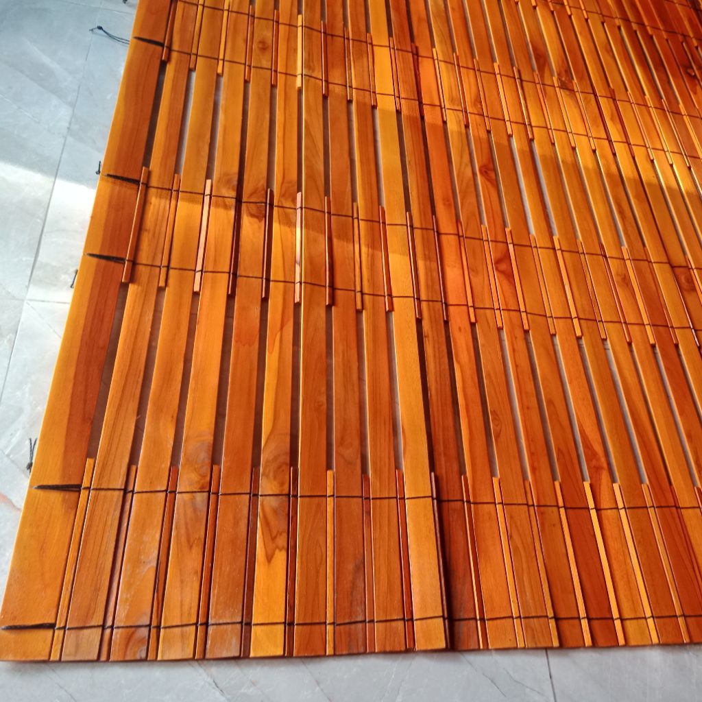 Tirai Kayu Jati finising plitur vernis/Kerai Kayu Jati OtdoorLebar200x150cmTinggi