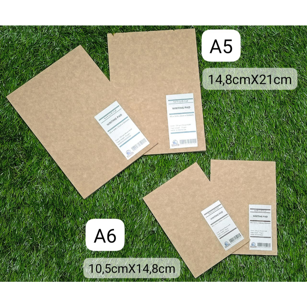 

Writing Pad A5 50 Sheets Polos Cover Coklat - Buku Memo Locomotif
