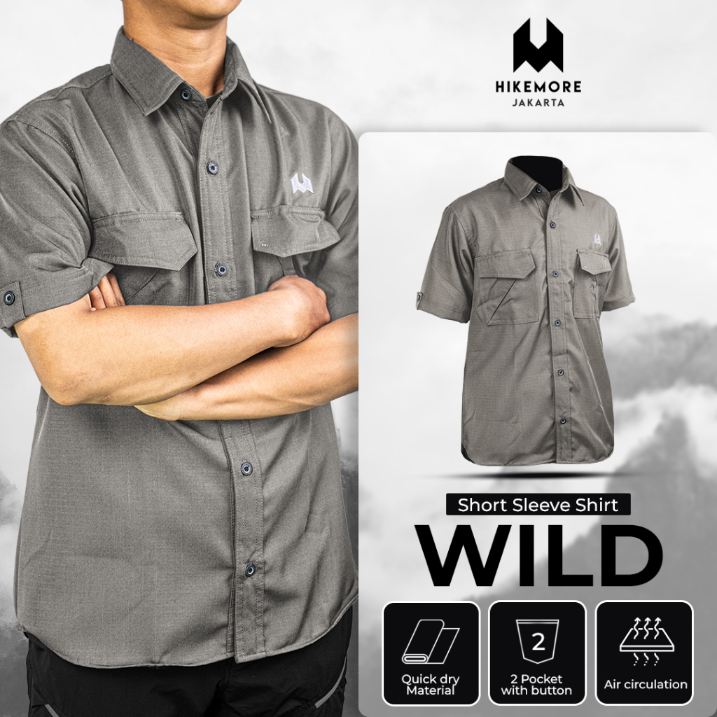 Kemeja Pendek Pria Gunung Outdoor Quick Dry Hikemore Wild Original