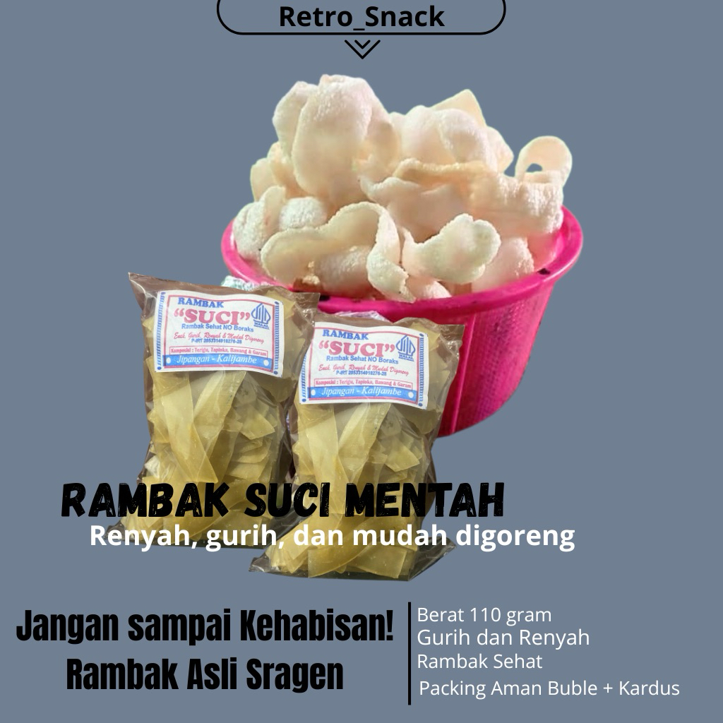 

Rambak Mentah - Rambak Gurih, Enak, Renyah dan Mudah Digoreng - Rambak Sehat - 110 gram