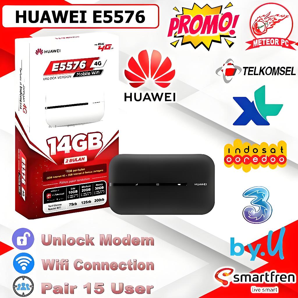 [Bisa COD] WIFI MODEM MIFI HUAWEI E5576 4G LTE E5576 UNLOCK ALL OPERATOR HUAWEI E5576 WARNA HITAM / 