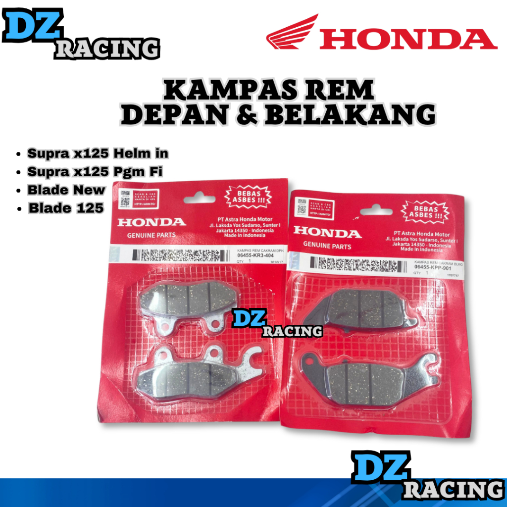 KAMPAS REM Set Depan Dan Belakang SUPRA X 125 HELM IN / SUPRA X 125 PGM FI / BLADE NEW 125 Fi
