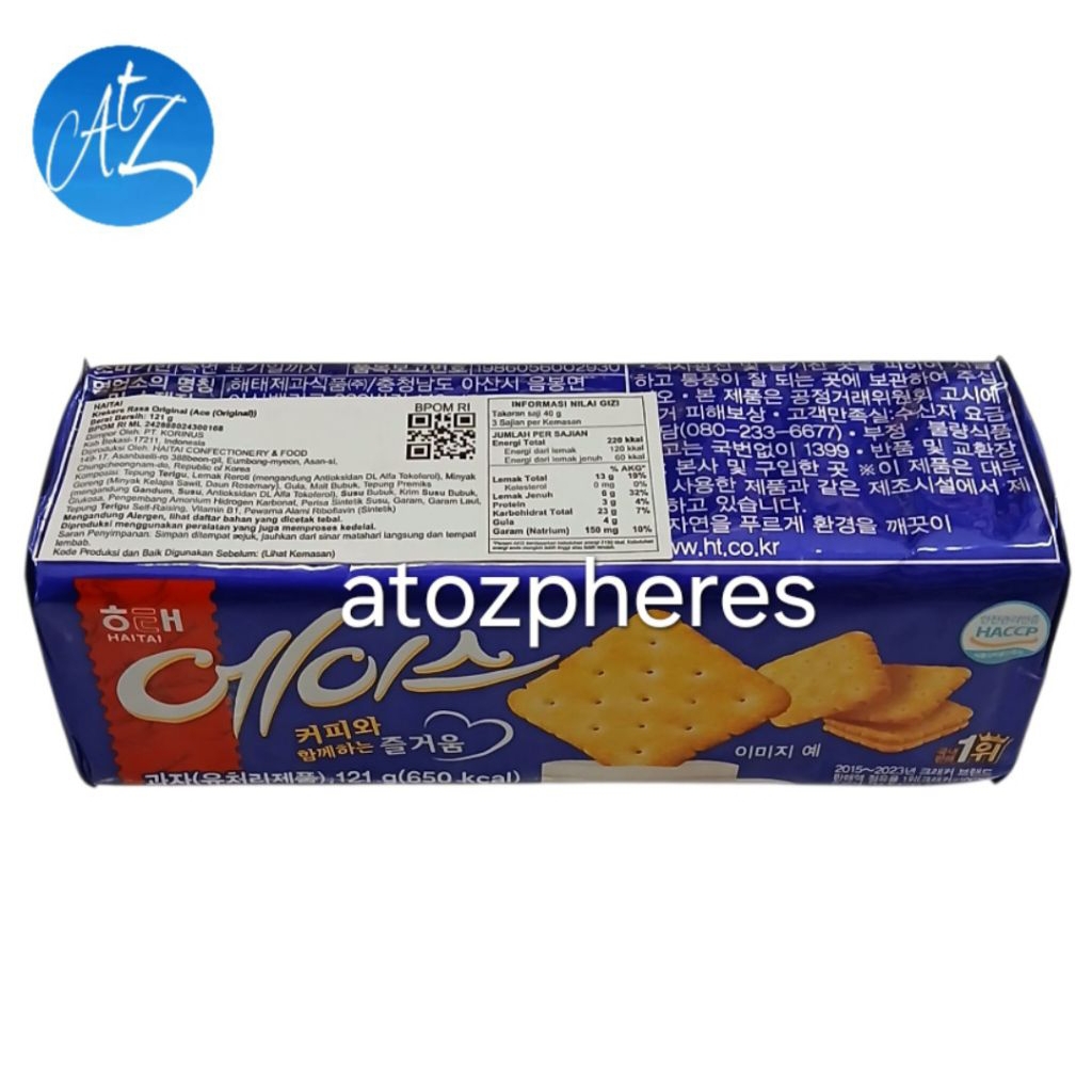 

Biskuit krekers krakers kreker kraker rasa asli Korea Korean HAITAI HAI TAI Ace Thin Original Flavor Cracker Crackers 121g
