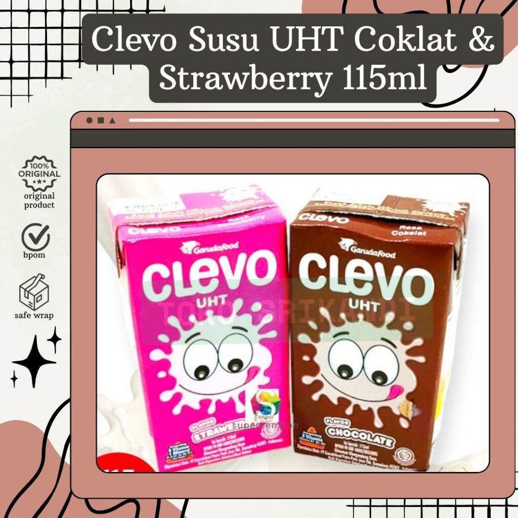 

Clevo Susu UHT Coklat 115ml / Strawberry 115ml per pcs per 6pcs