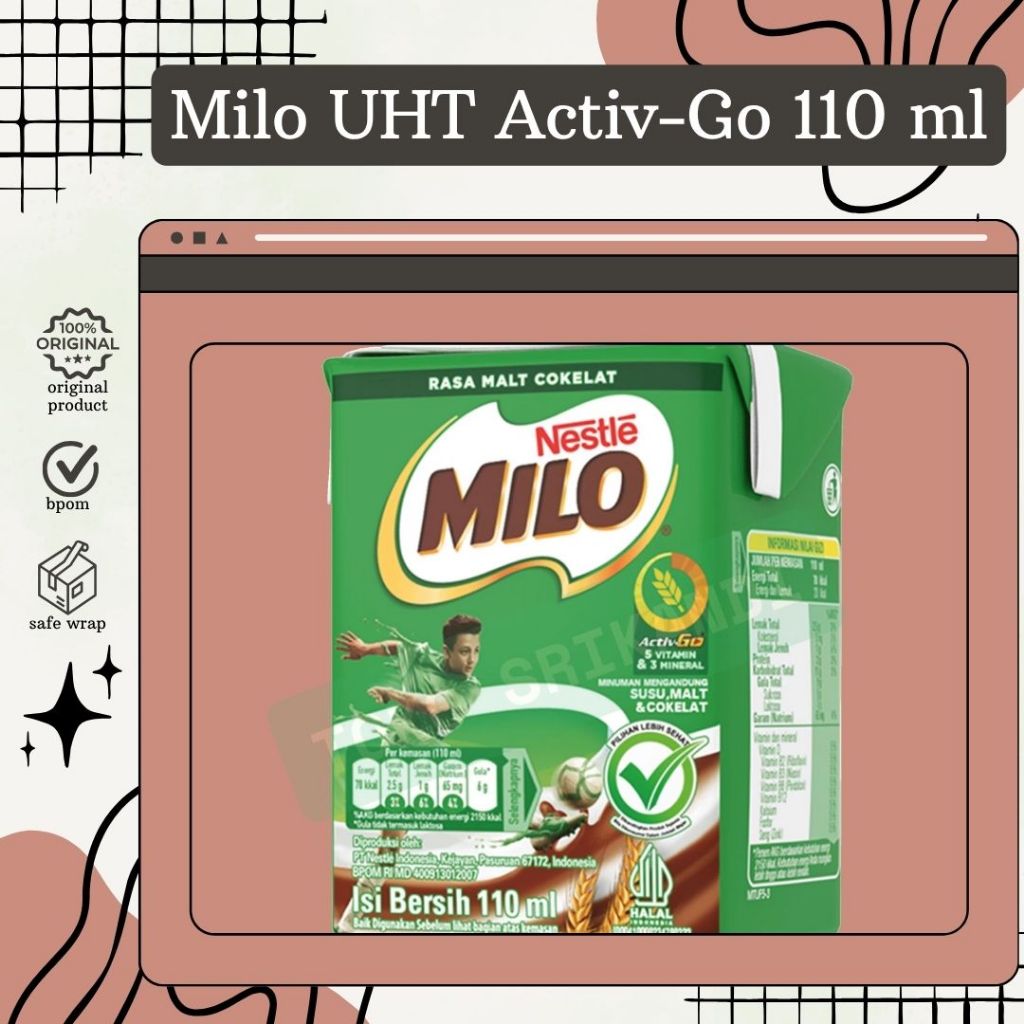 

Milo UHT Activ-Go 110ml / Susu Milo 110ml per pcs perpack