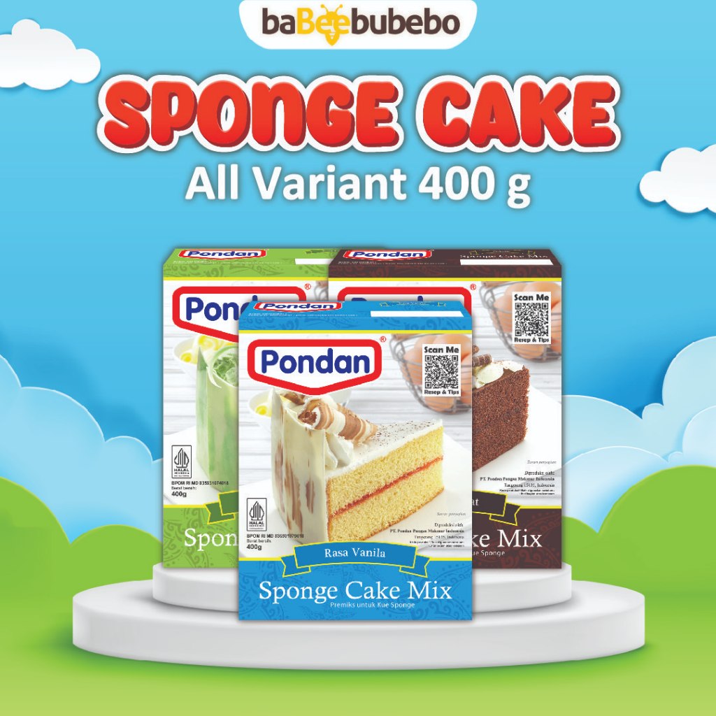 

Pondan Sponge Cake Mix 400g Vanila | Cokelat | Pandan