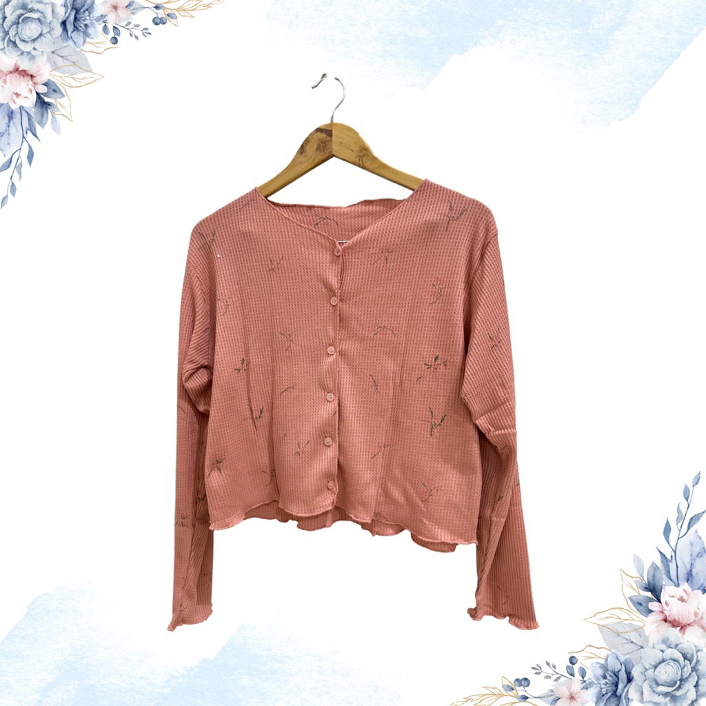 Preloved Cardigan Lengan Panjang Motif Bunga