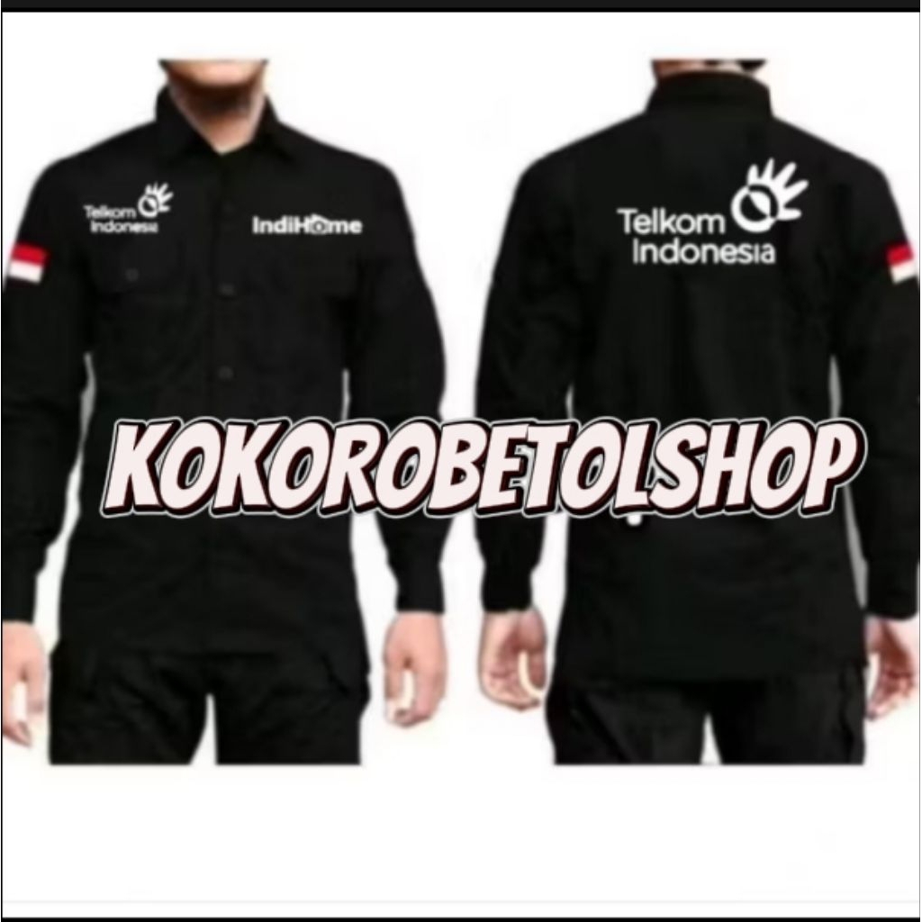 Kemeja TELKOM INDONESIA INDIHOME seragam baju Telkom Indonesia bordir panjang
