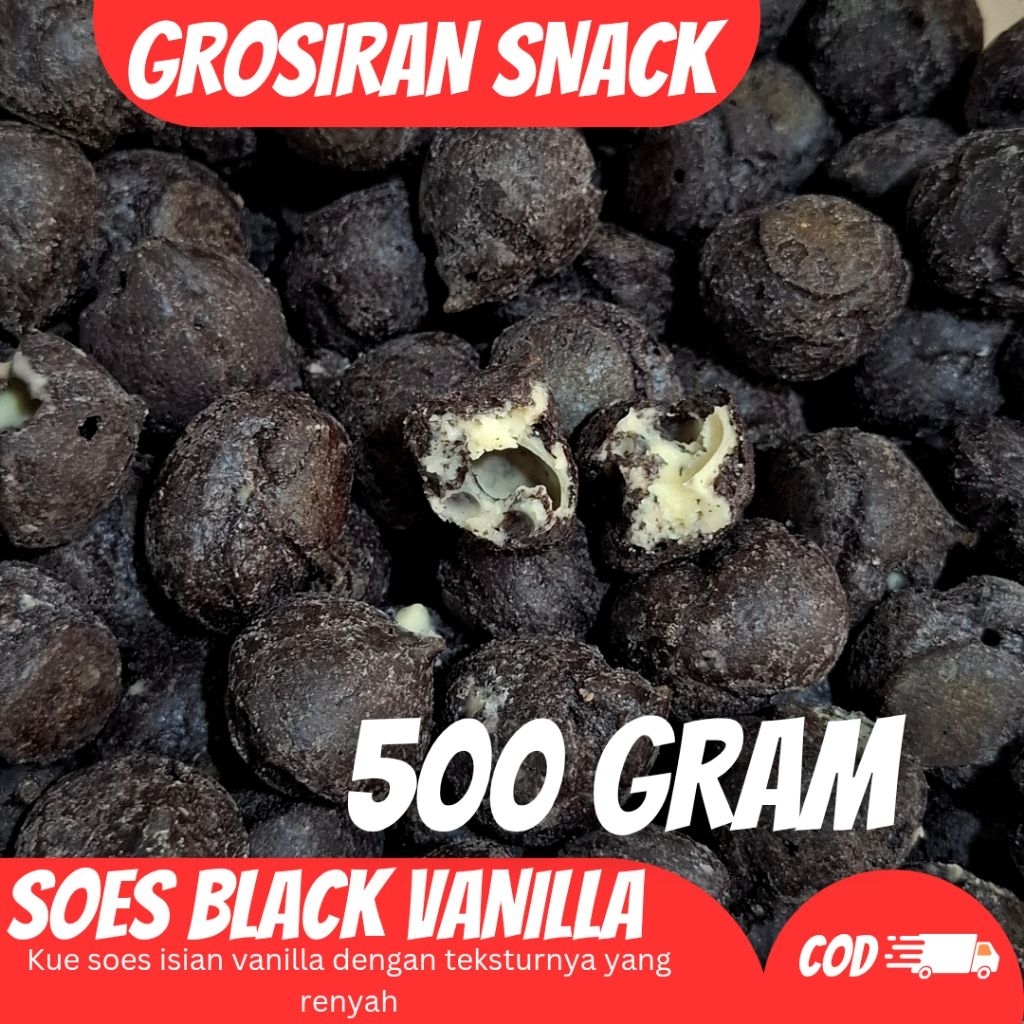 

500 GRAM Soes Black Vanilla Soes Isian Vanilla Soes Kering Renyah Soes Viral