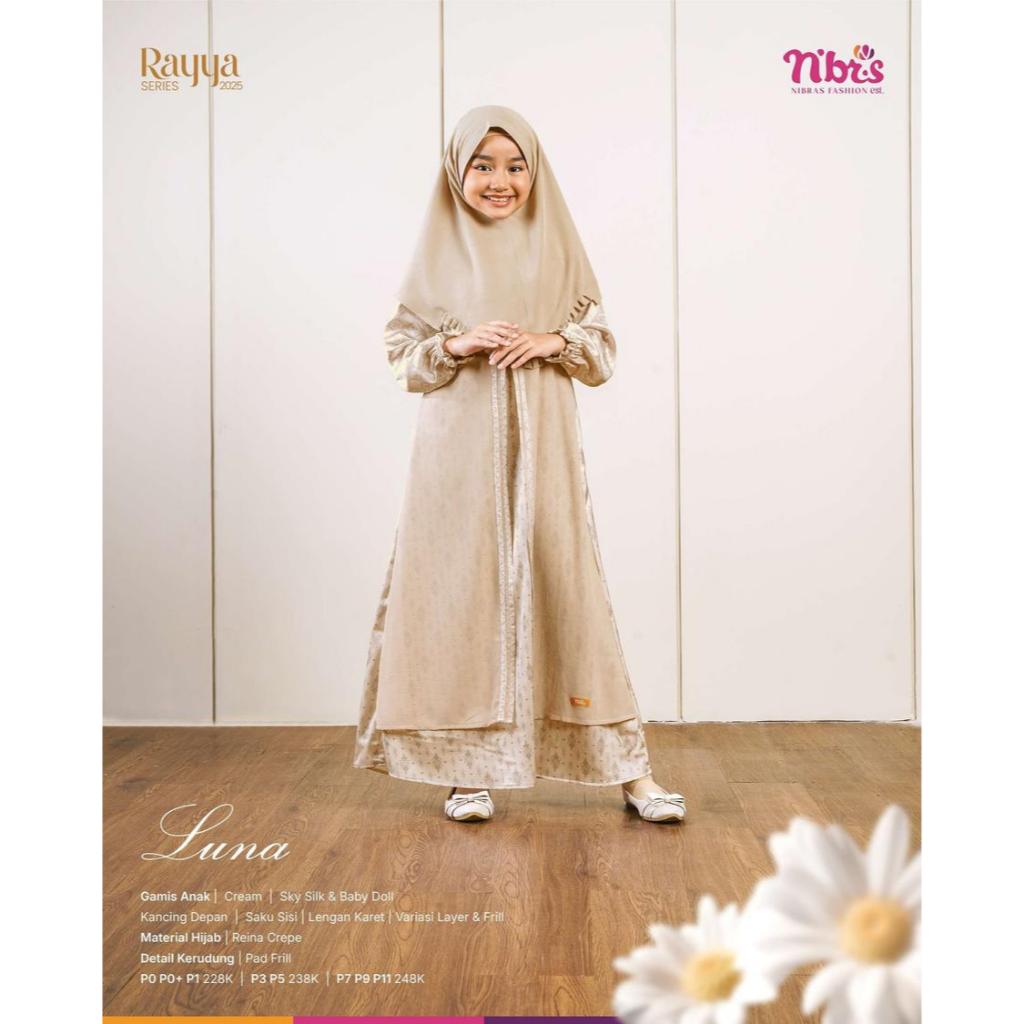 Nibras Gamis Anak Perempuan Tanggung Rayya Series LUNA / Couple Baju Lebaran Bahan Silk