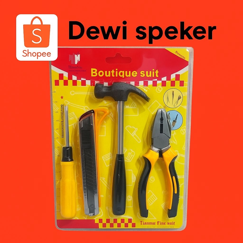 Paket Alat Pertukangan 5in1 - Obeng, Cutter, Palu, Tang, Pisau Serbaguna  Alat Rumah Tangga Serbagun
