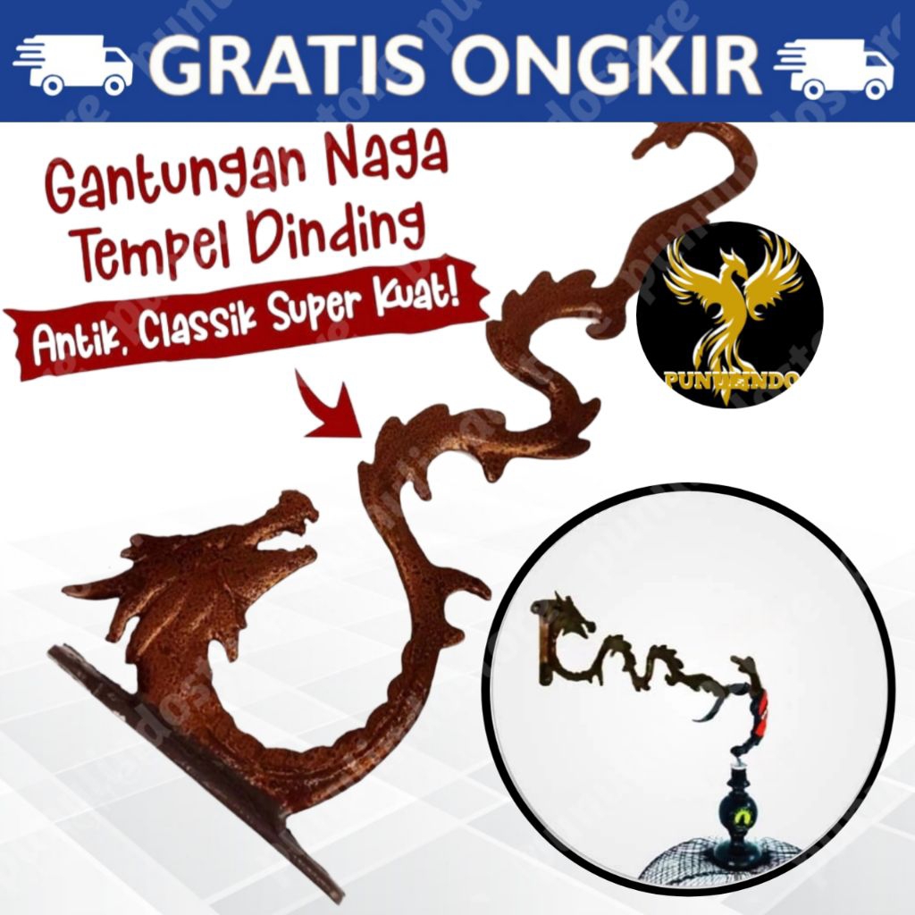 Gantungan Tempel Dinding Tembok Motif Naga Gantungan Sangkar Rak Pot