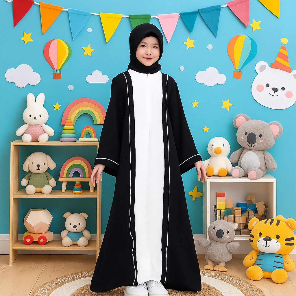Abaya Anak Perempuan 2025 | Abaya Anak Gamis Perempuan | Bahan Crinkle