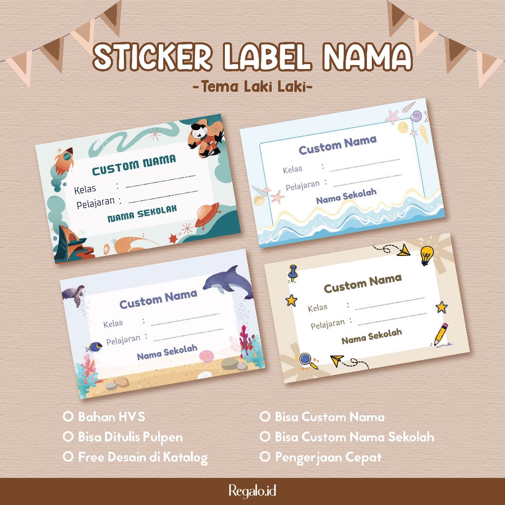 

[STICKER LABEL NAMA LAKI LAKI] Stiker HVS 7 x 4,5 cm isi 32 pcs Label Buku Anak Lucu Anak Laki Laki Cowok Keperluan Sekolah