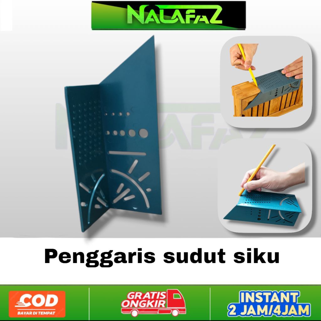 

Penggaris Tukang Sudut Siku Lubang Mark Line Gauge T-Type Ruler 90 Degree