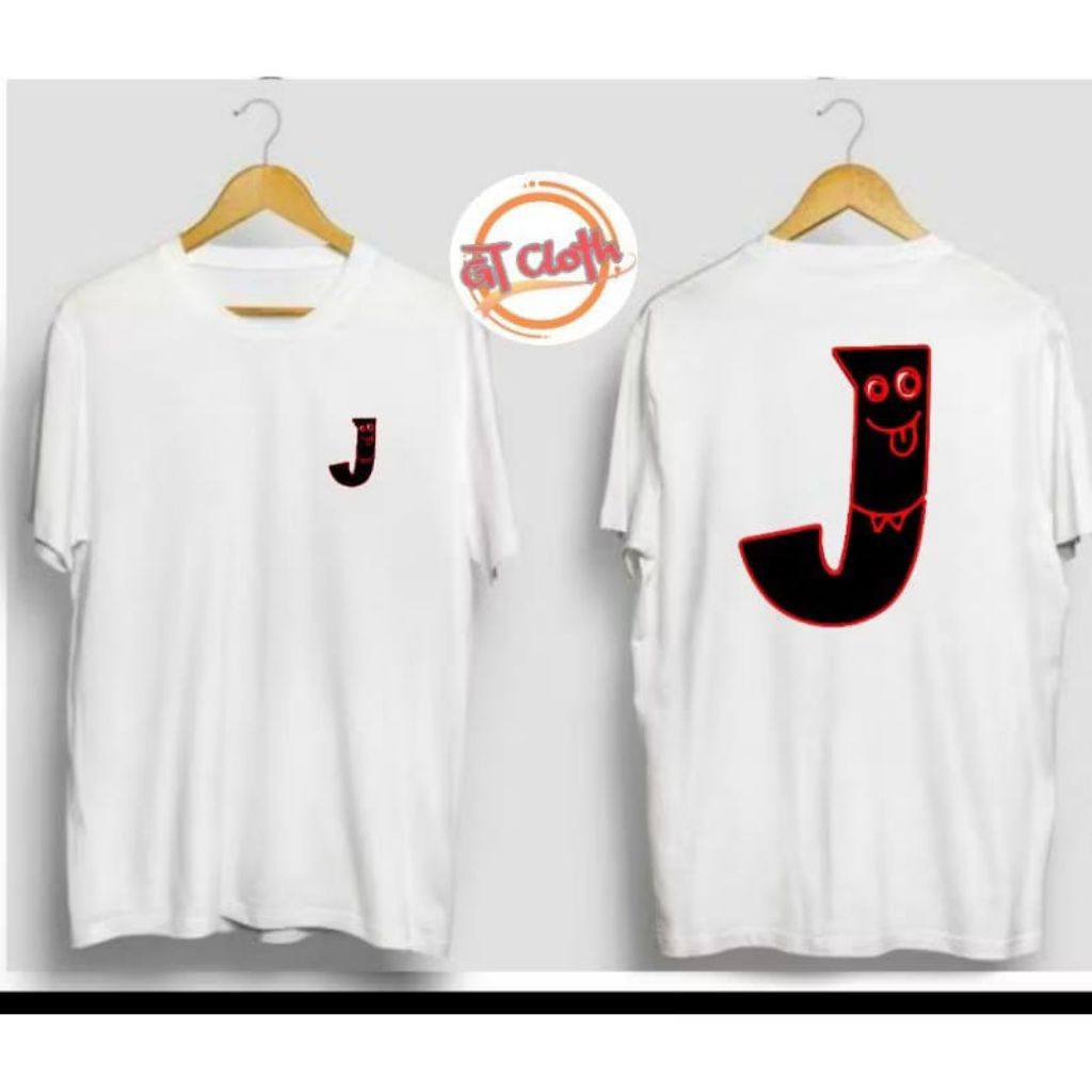KAOS DISTRO INISIAL HURUF J LOGO MONSTER BAHAN COTTON COMBED 30S