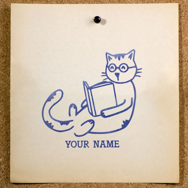 

Stempel Buku Ex Libris Kustom Nama | Desain Kucing Berkacamata | SE-58 | Perpustakaan Pribadi