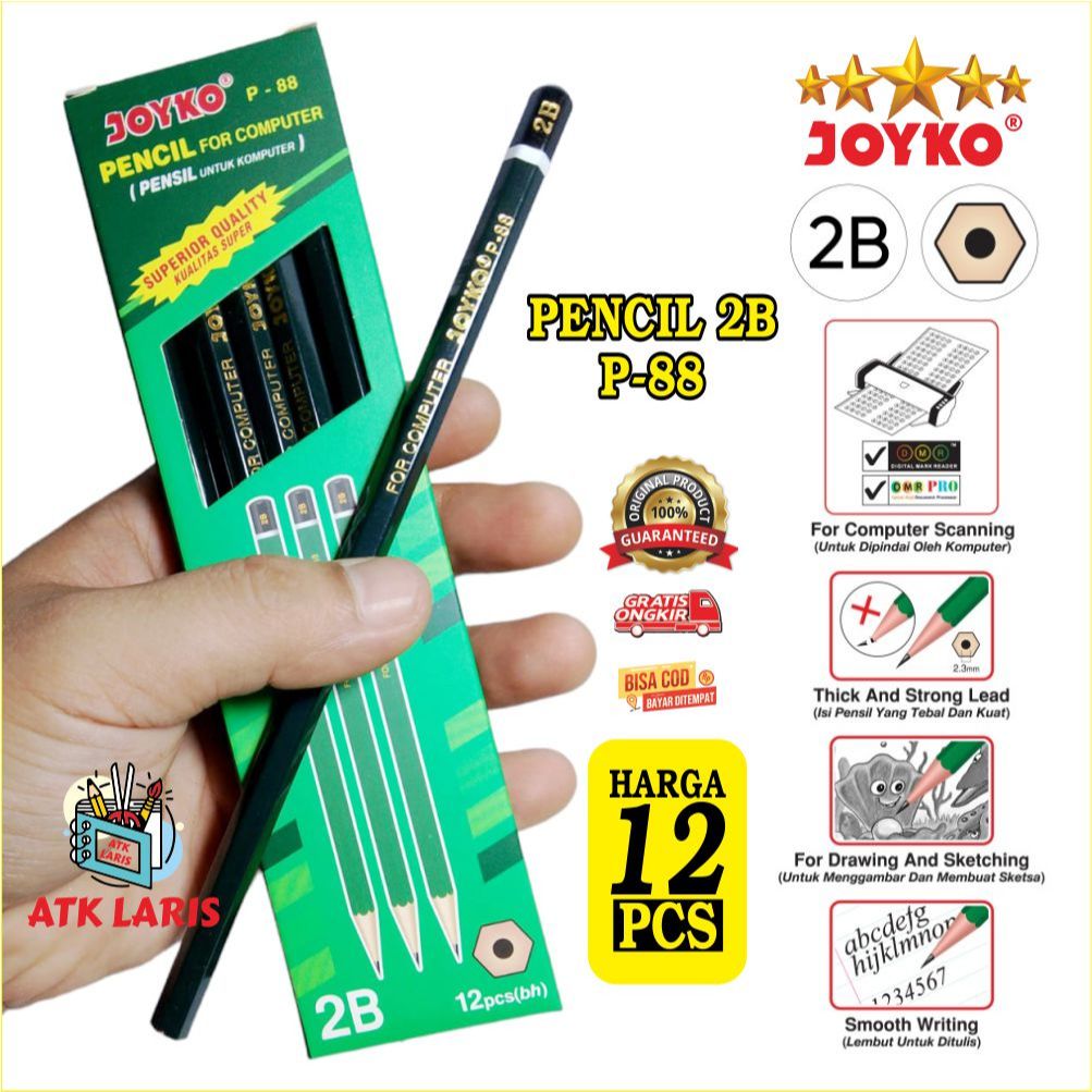 

PENSIL 2B PENSIL JOYKO P-88 2B PENCIL JOYKO 2B HARGA UNTUK 12 PCS