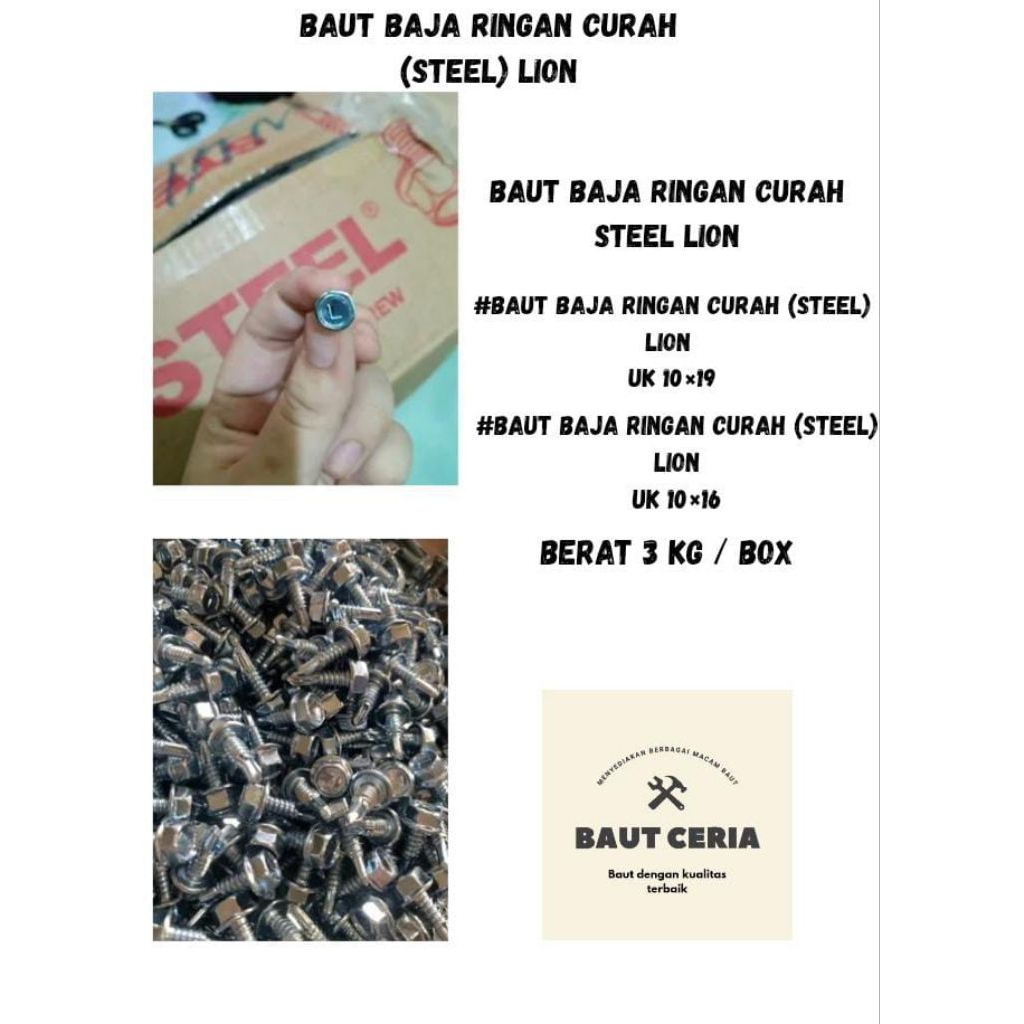 Baut Baja Ringan STEEL LION 10x16