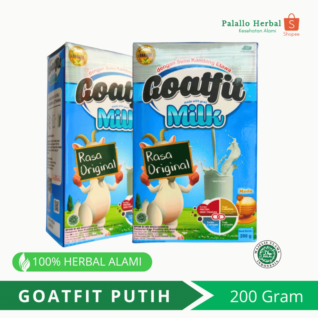 

Goatfit Milk Rasa Original PUTIH Box 200g - Susu Kambing Etawa & Madu, Minuman Sehat, BPOM Legal