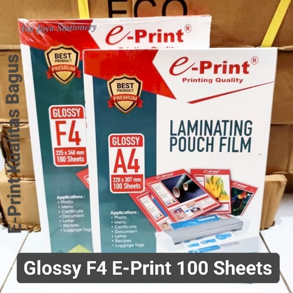 

1 Pak Pelastik Laminating F4 / A4 EPRINT (Isi 100 Sheets)