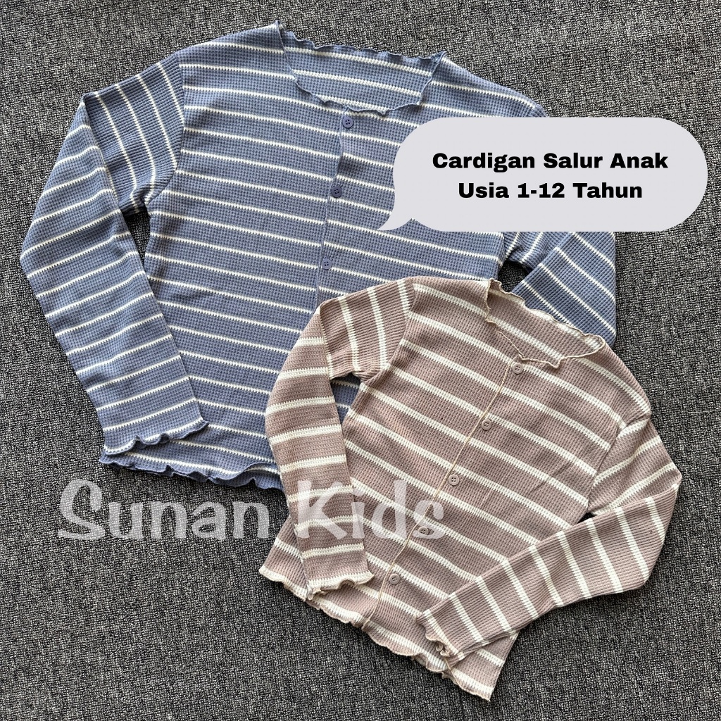 Cardigan Anak Perempuan Usia 2-12 tahun Cardigan Strip Anak Korean Fashion Cardigan Rajut