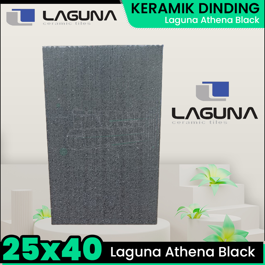 Keramik Dinding 25x40 Laguna Athena Black Motif Batu Tekstur Kasar