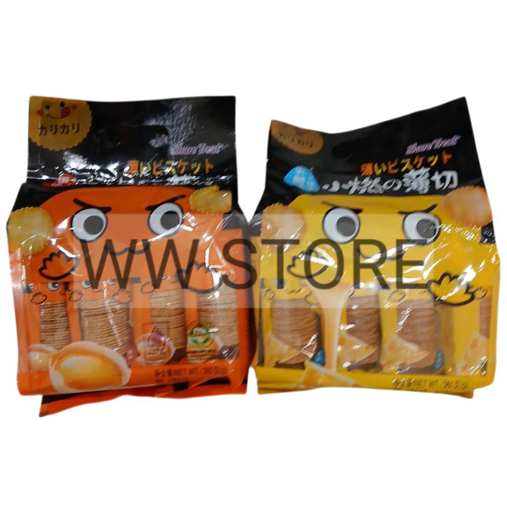 

Biskuit tipis rasa keju kuning telur halal MUI BAIRONG Share Treat Cheese Egg Yolk Flavor Thin Biscuits 360g ( 12pack x 30g )