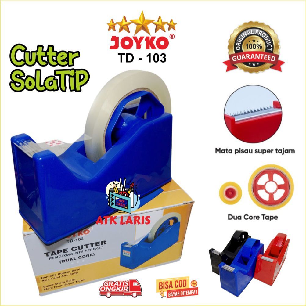 

Tape Cutter Tempat Pemotong Lakban Isolasi Tape CUTTER Dispenser SOLATIP Joyko TD 103 Tape Cutter