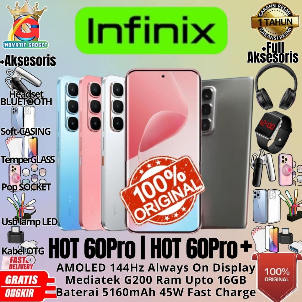 HP BARU INFINIX HOT 60 Pro | HOT 60 Pro Plus 8/256GB & 8/128GB Ram Upto 16GB Helio G200 Chipset Gami