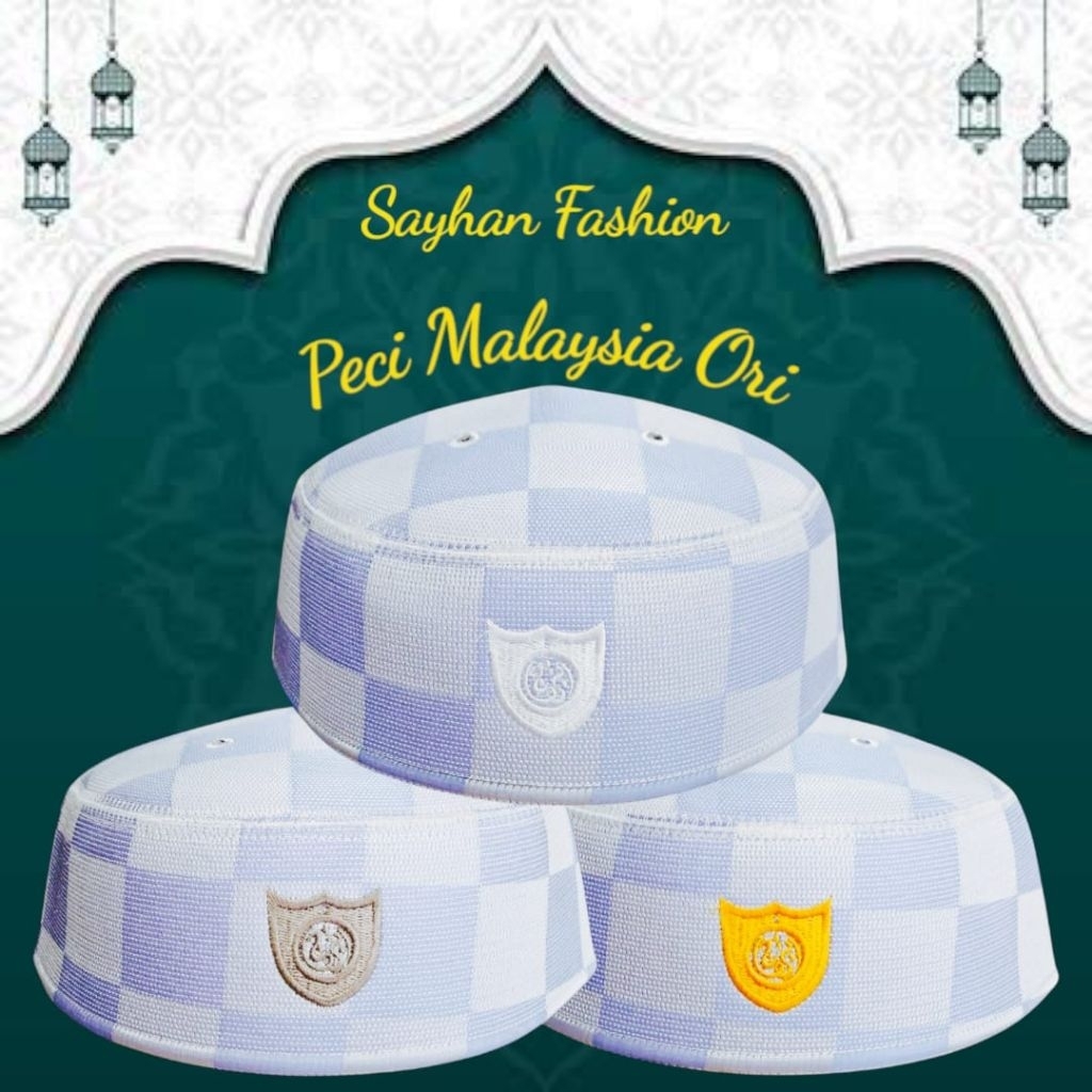 Peci malaysia terbaru original peci haji tebal bordir songkok MALAYSIA ORIGINAL motif catur