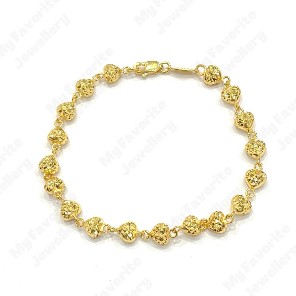 Gelang Emas Full Hati Kristal Emas Asli Kadar 700 16K