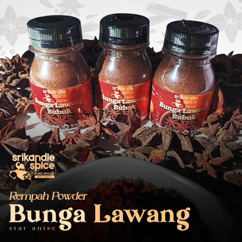 

Rempah Bunga Lawang Bubuk Asli 30 Gram Pekak Kembang Serbuk Halus Star Anise Powder Herbal Bumbu Dapur Kualitas Terbaik Srikandie Spice