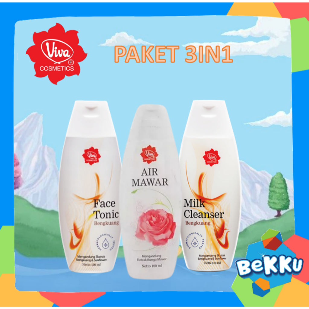 Viva Paket Perawatan Lengkap 3 in 1 - Skincare Wajah - Milk Cleanser - Membersihkan - Bekku