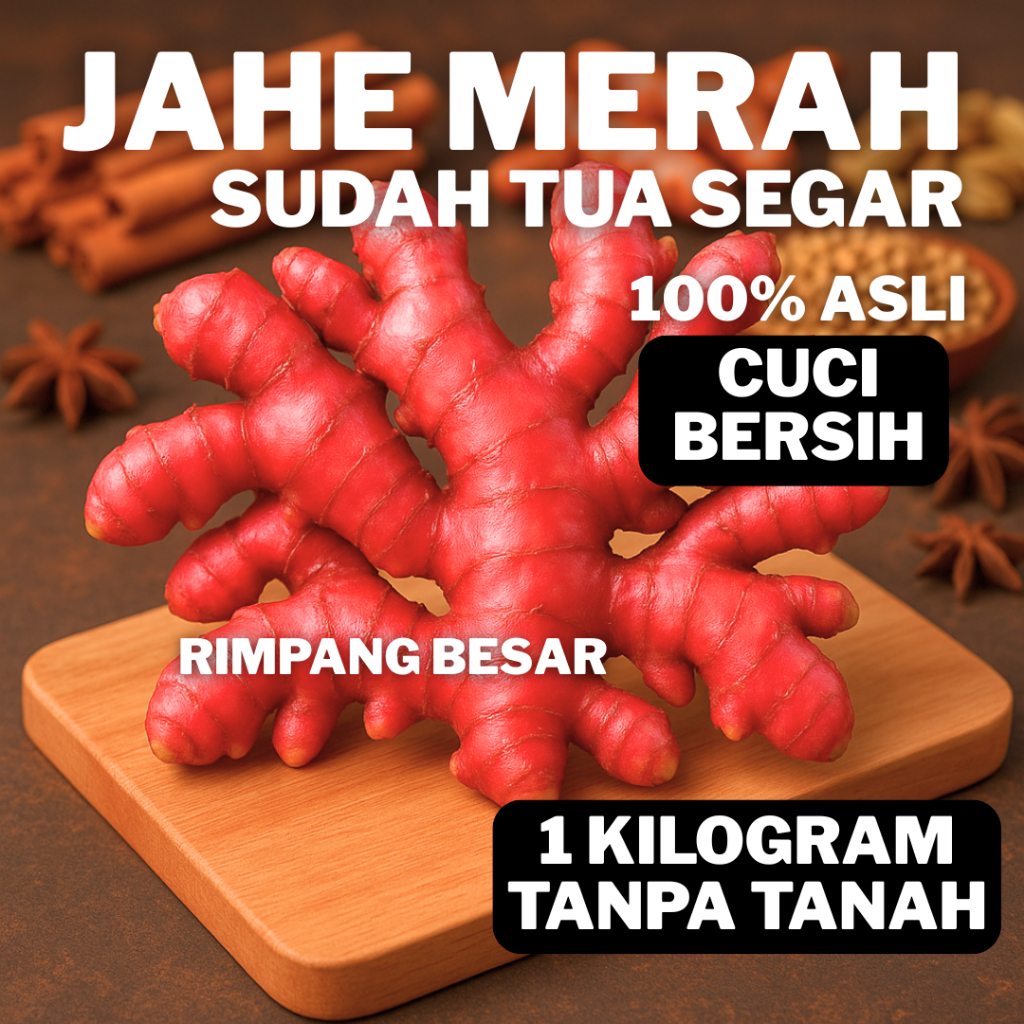 

Jahe Merah Segar Asli 1 Kg Tua Sudah Dicuci Bersih Fresh Segar Rimpang Besar