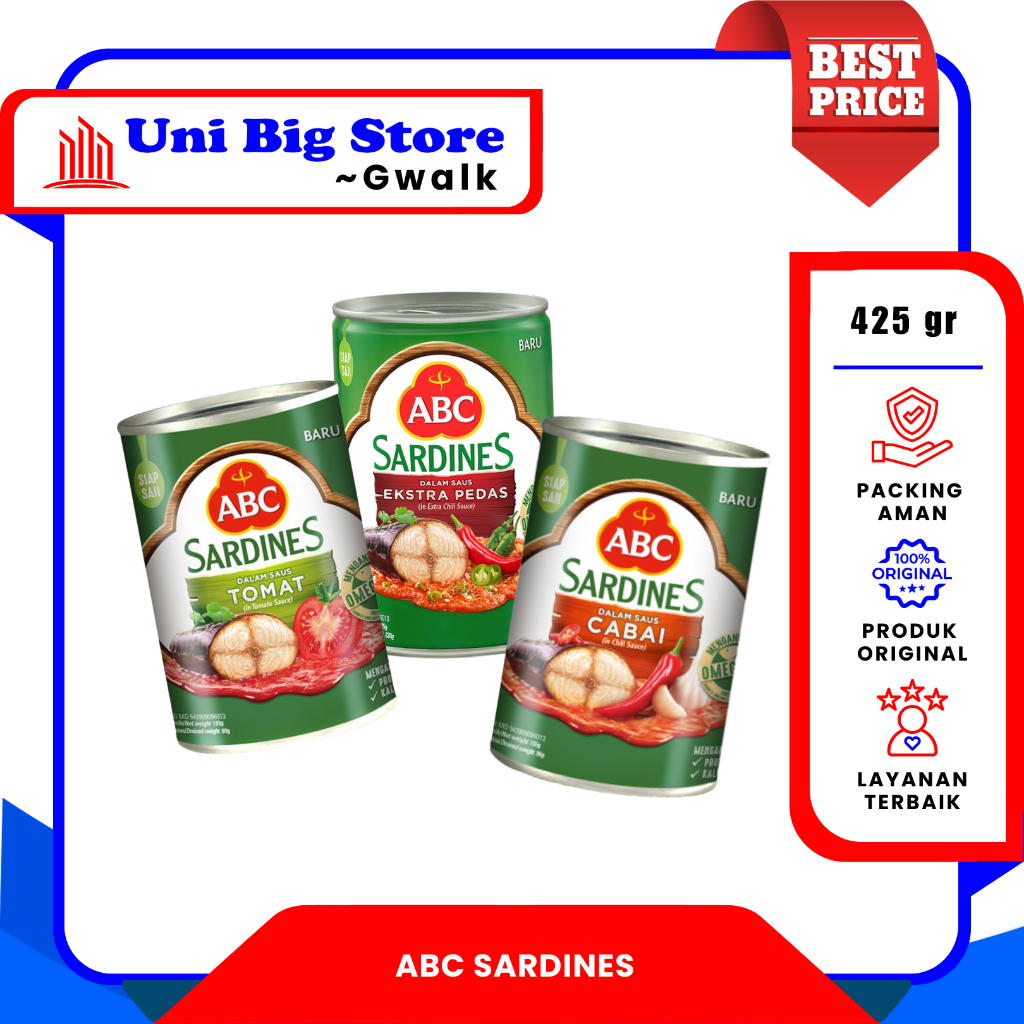 

ABC SARDINES SARDEN KALEG INSTAN TOMAT - CABAI - EKSTRA PEDAS - 425 gr