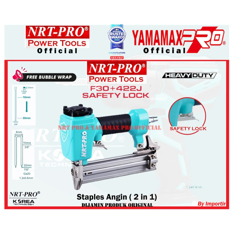 

NRT-PRO F30 + 422J Air Stapler 2 in 1 - Mesin Staples Air Nailer Paku Tembak F 30 422 J
