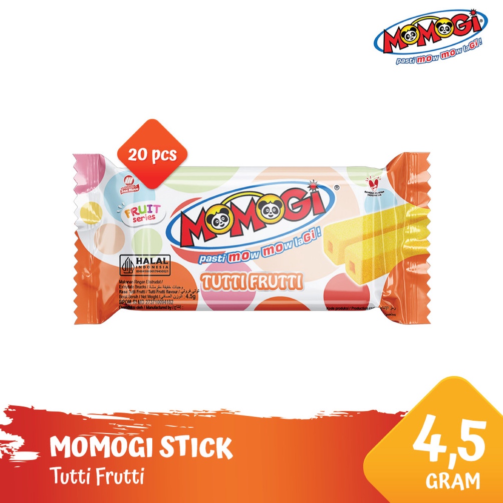 

Hemat Momogi Stick Snack Makanan Ringan 45gr Tutti Frutti 1 Box 2 Pcs