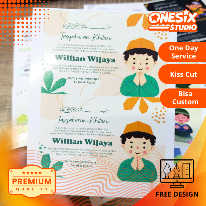 

Stiker/Kartu Tasyakuran Khitanan, Tasyakuran Khitan, Khitanan Perlembar