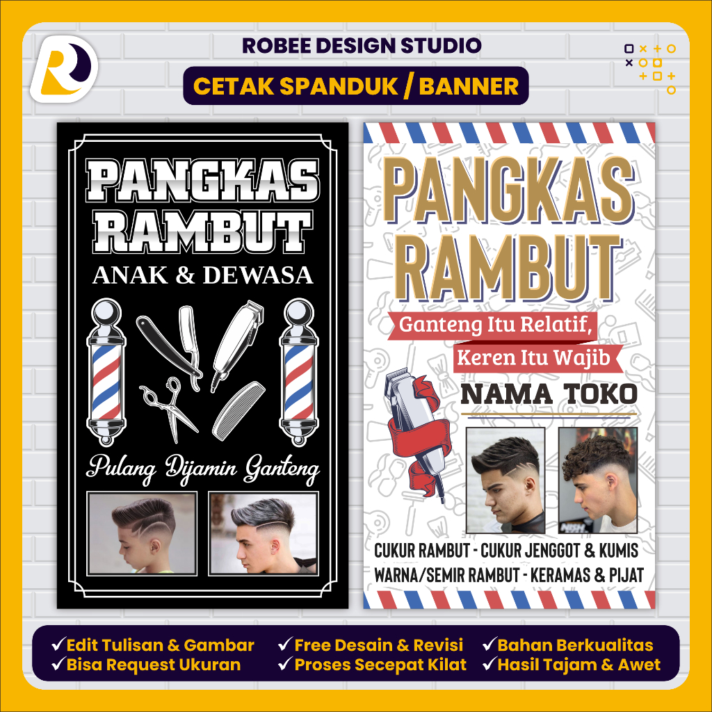 Spanduk Banner Pangkas Rambut Pria / Barbershop Stand Berdiri